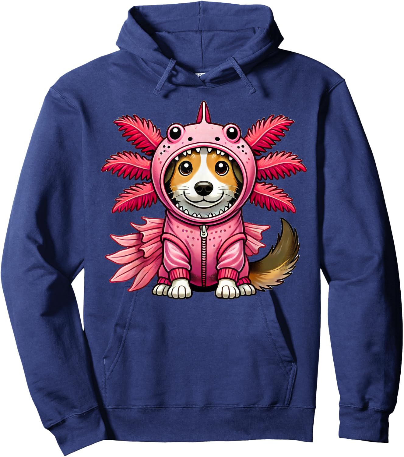 Kawaii Dog Puppy Axolotl Costume Hoodie - Hoodie | Navy