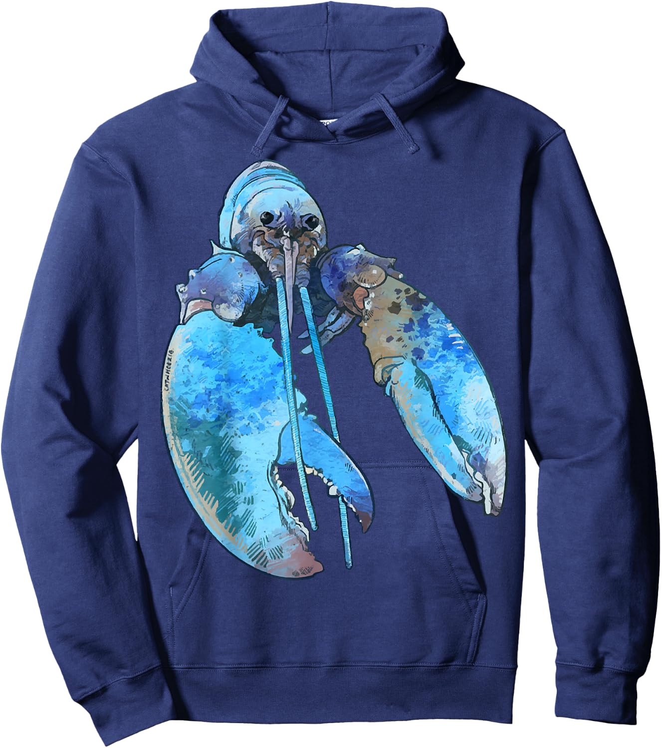 Funny Jumpscare Lobster Meme Blue Crustacean Hoodie - Hoodie | Navy
