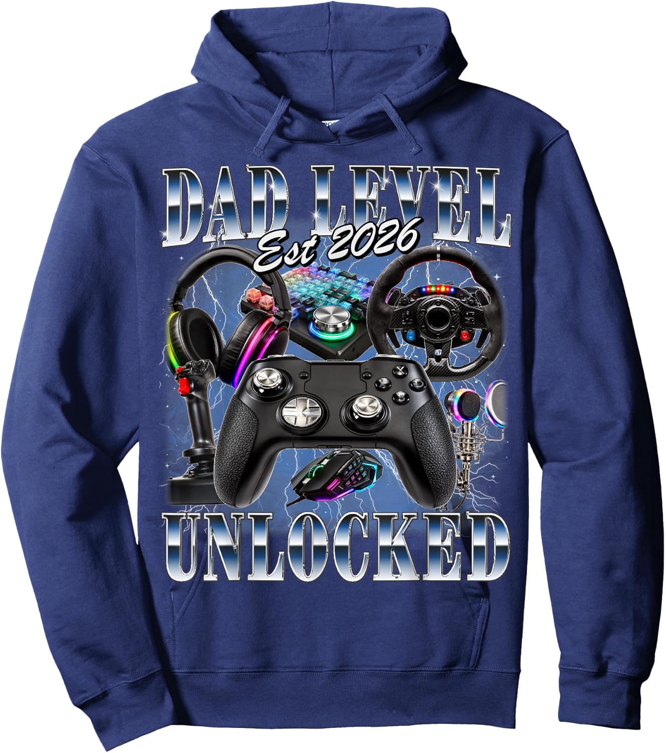 Dad Level Unlocked Est 2026 Gamer First Time Daddy to Be Hoodie - Hoodie | Navy