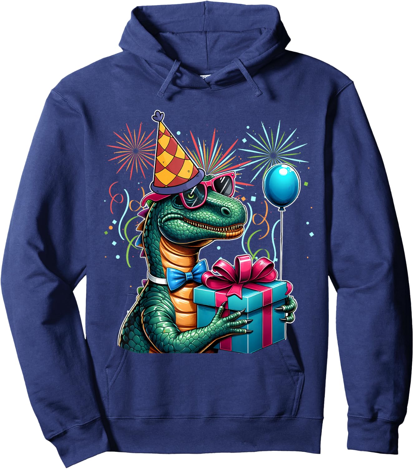 Dinosaur Birthday Party Adult , Black, S Hoodie - Hoodie | Navy