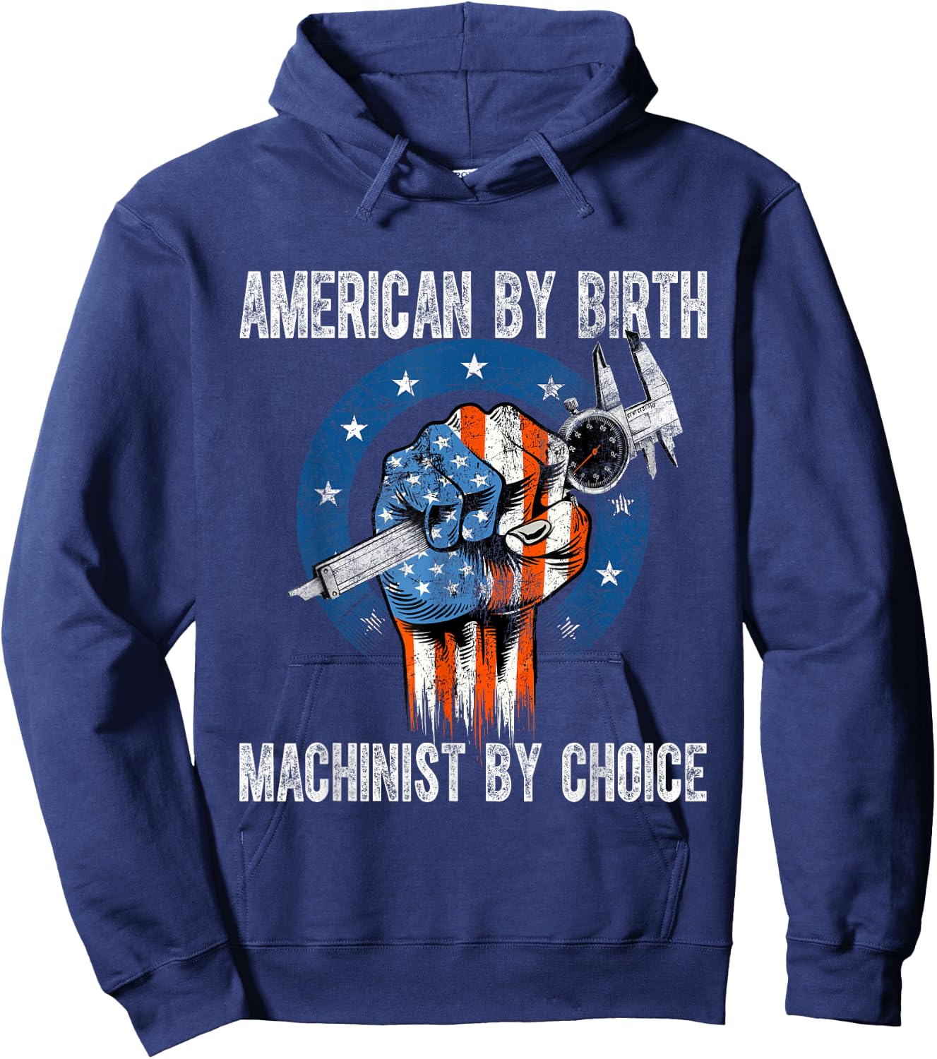 Machinist by Choice - American USA Flag CNC Machine Operator Hoodie - Hoodie | Navy