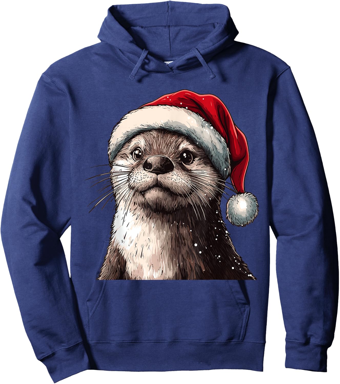 Funny Xmas Otter Lovers Christmas Pajama Otter Santa Hat Hoodie - Hoodie | Navy