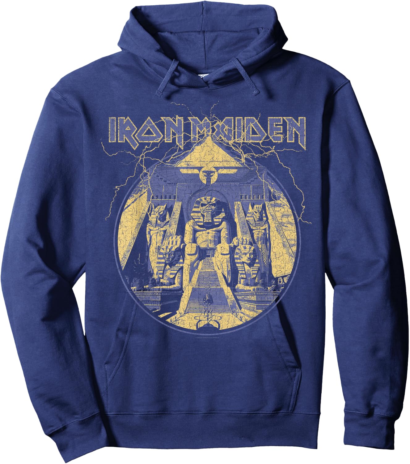 Iron Maiden Lightning Circle Black Hoodie - Hoodie | Navy