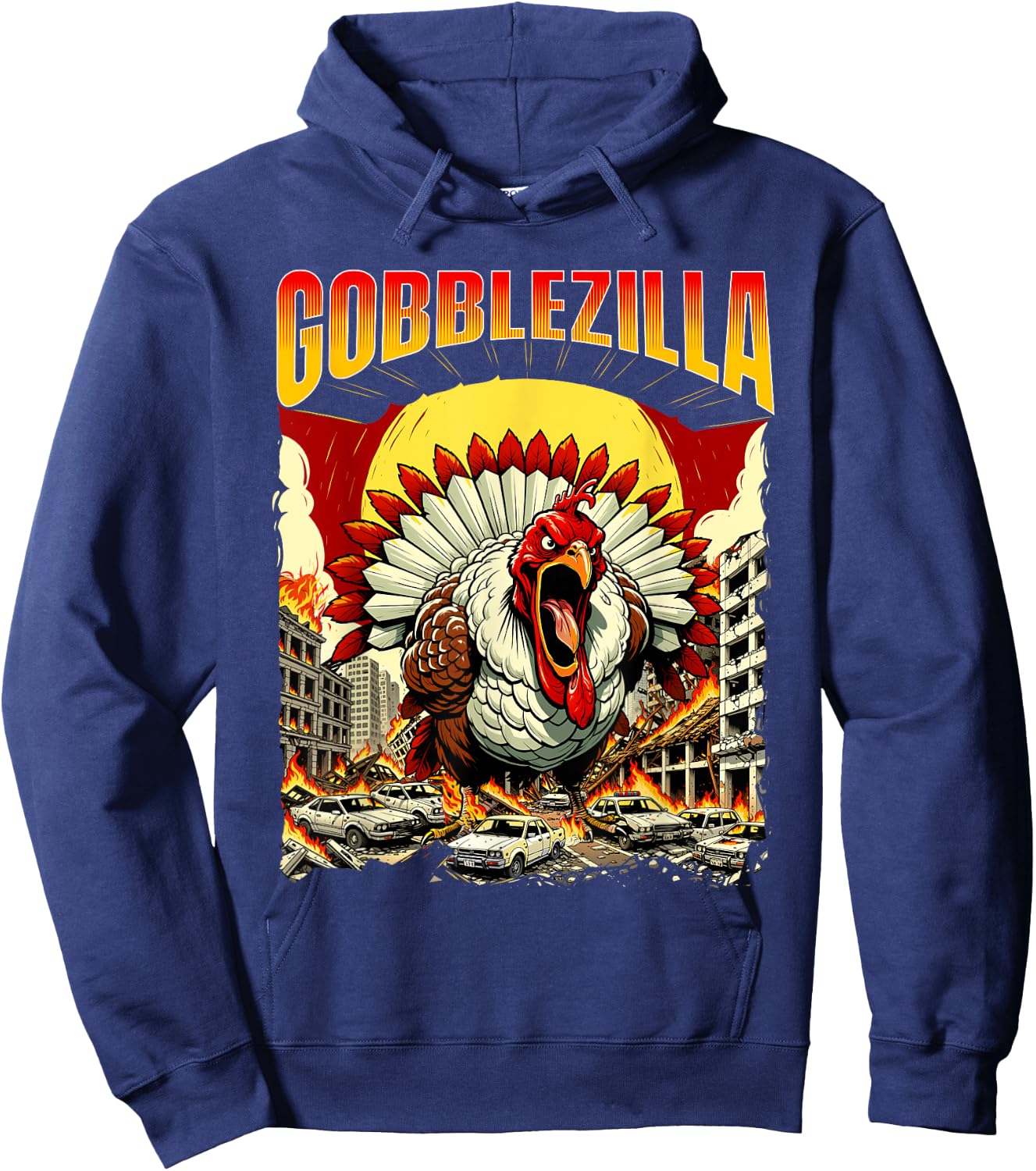 Fall & Thanksgiving Shirts Gobblezilla - Thanksgiving Day Fall Holiday Hoodie - Hoodie | Navy