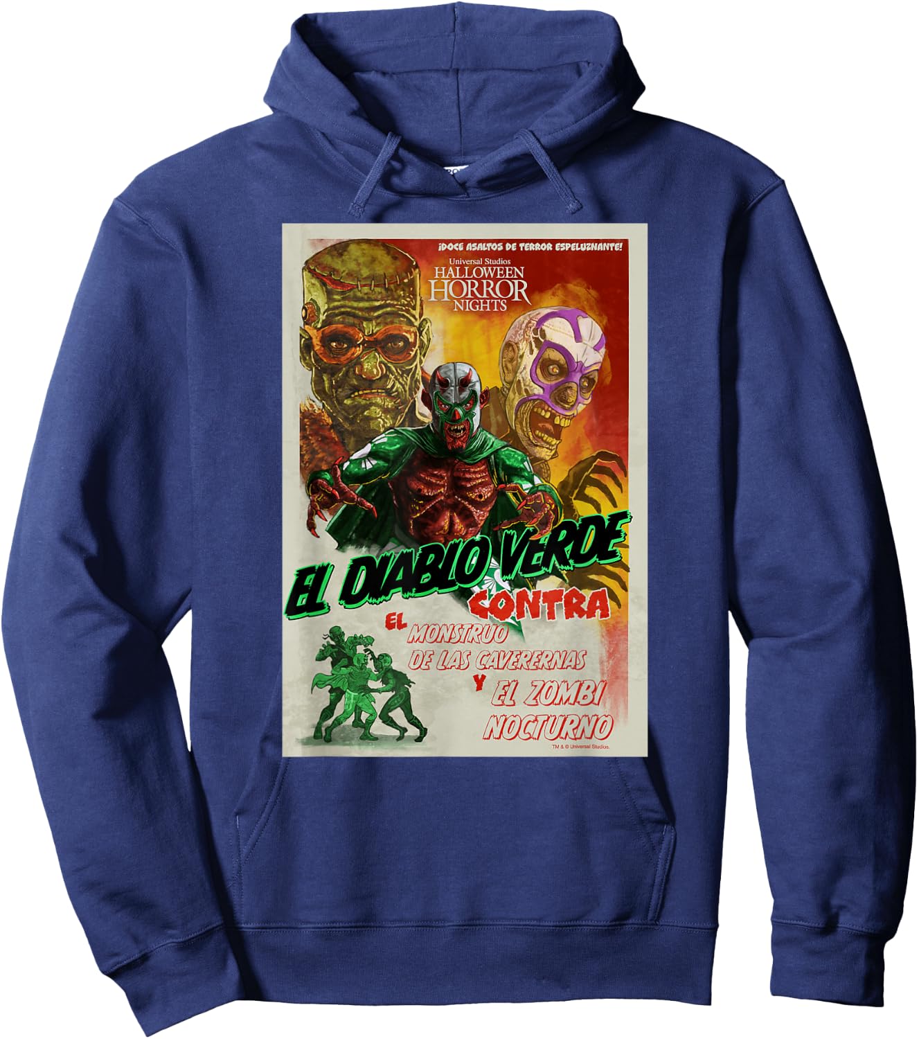 Universal Halloween Horror Nights Lucha Libre Diablo Verde Hoodie - Hoodie | Navy