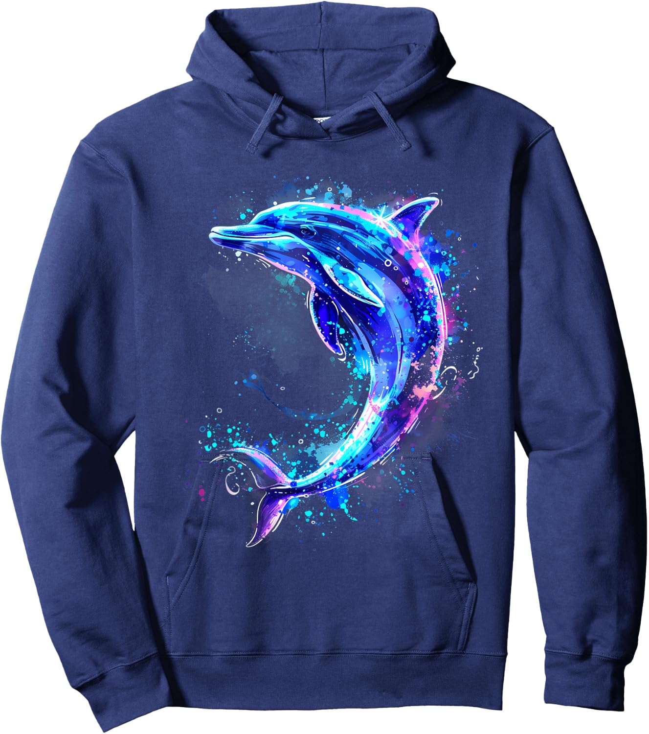 Dolphin Sea Ocean Dolphin Artwork Ocean Sea Animal Lover , black Hoodie - Hoodie | Navy