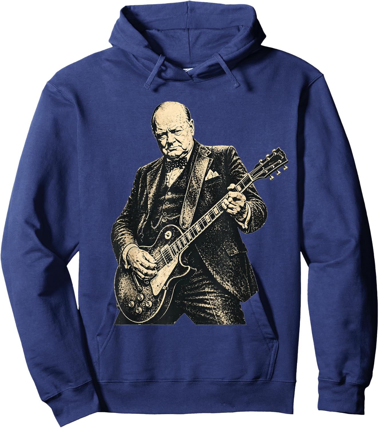 Winston Churchill Electric Guitar Historical Rock Humor Hoodie - Hoodie | Navy