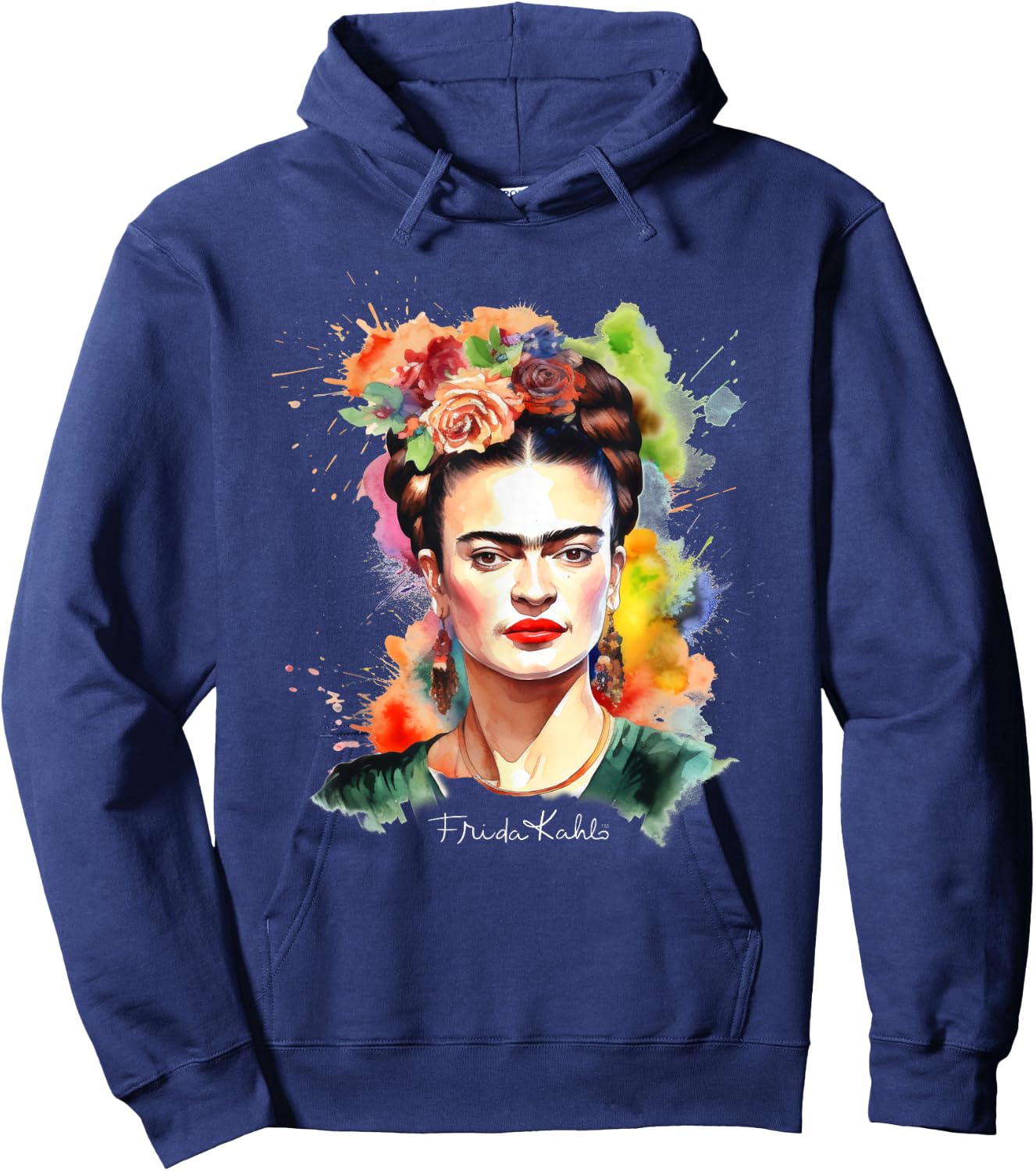 Frida Kahlo - Damen Schwarz V-Ausschnitt Kurzarm Small EU 16.5 Hoodie - Hoodie | Navy