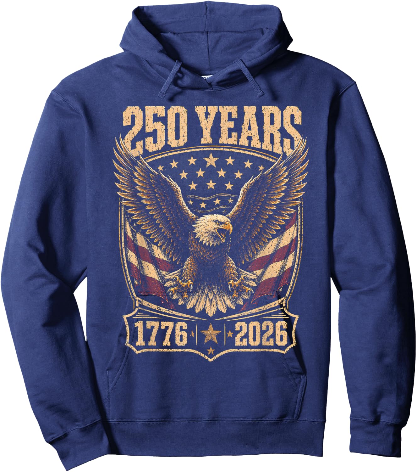250th Anniversary USA 2026 American Flag Patriotic Eagle Hoodie - Hoodie | Navy