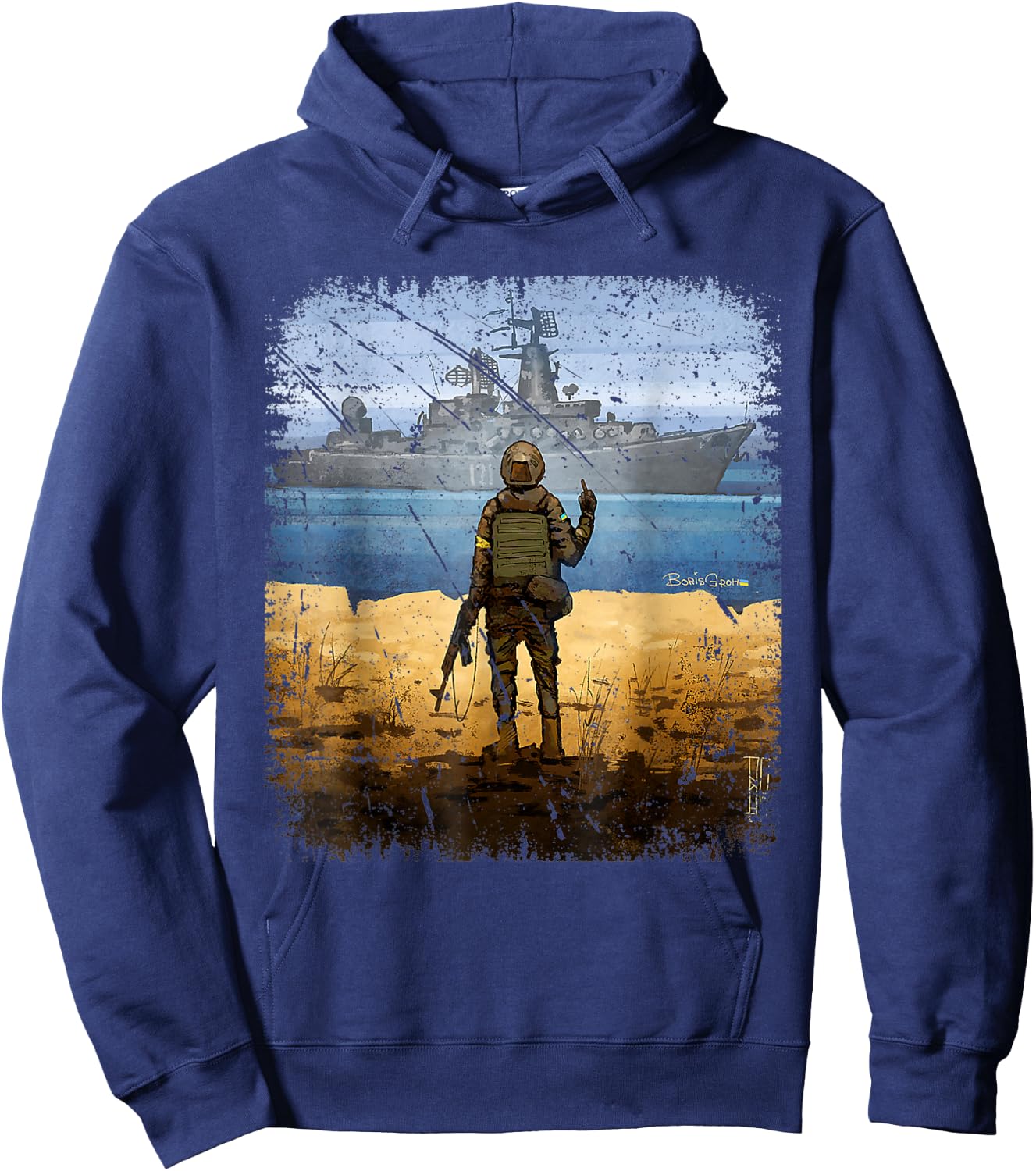 Ukraine Flag Stamp Support Ukraina Hoodie - Hoodie | Navy