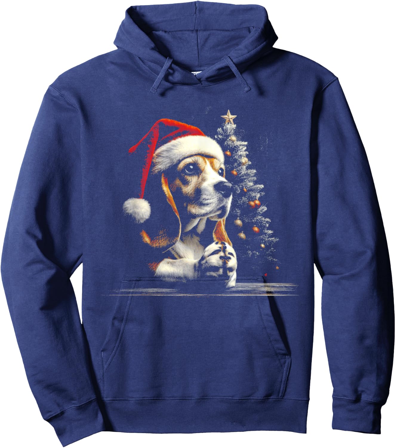 Beagle Santa Hat - Funny Cute Dog Xmas Christmas Lover Hoodie - Hoodie | Navy