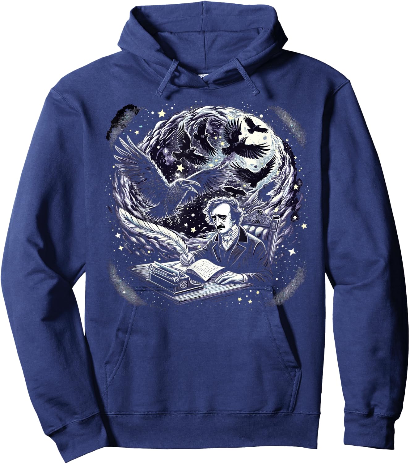 Edgar Allan Poe Raven Gothic Literature Macabre Poetry Hoodie - Hoodie | Navy