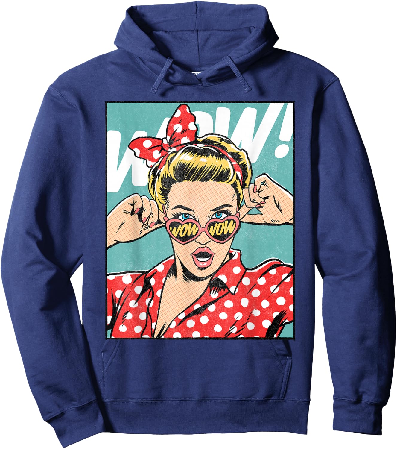 Wowsome! Women's Comic Pop Art Black S EU 38.5/15 21 cm Short Sleeve Classic Graphic Classic Comic Style Design for Pop Art and Comic Book Lovers Hoodie - Hoodie | Navy