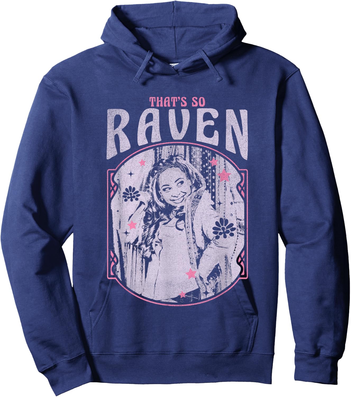 Disney That's So Raven Distressed Black & White Portrait Hoodie - Hoodie | Navy