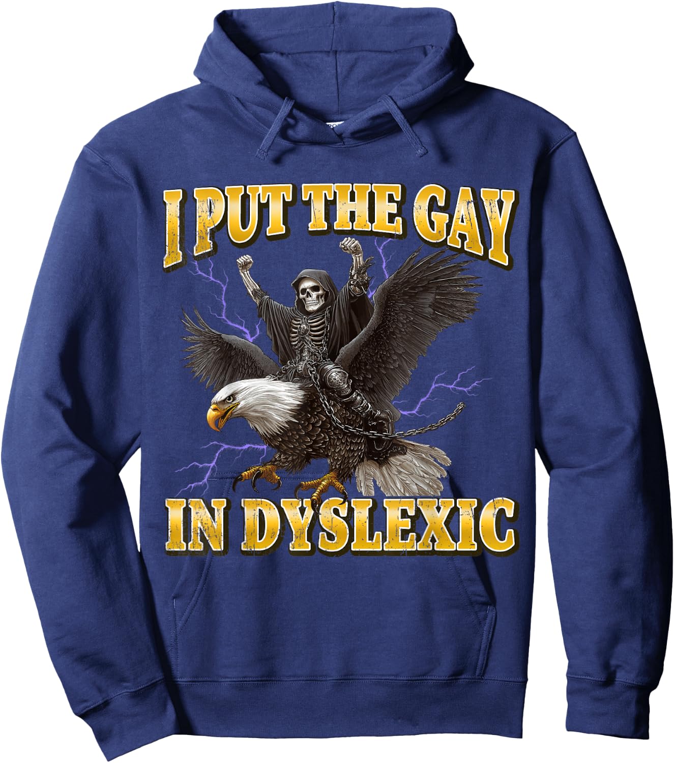 I Put The Gay In Dyslexic Lustiges Hartes Skelett Meme Hoodie - Hoodie | Navy