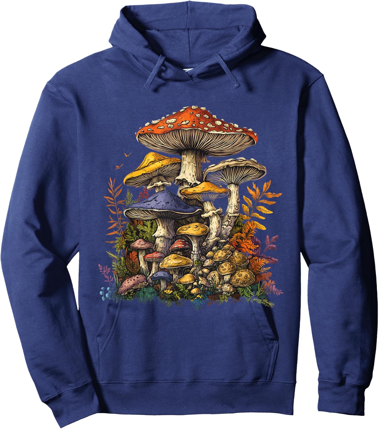 Mushroom Pattern for Mushroom Lovers , Black, S Hoodie - Hoodie | Navy