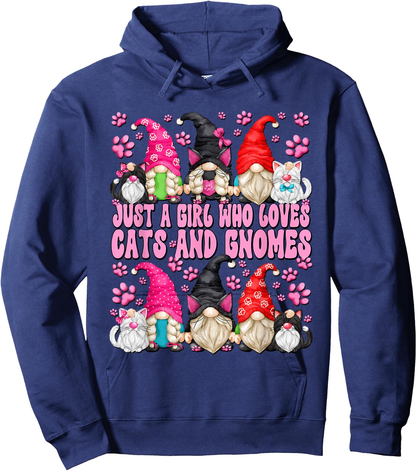 Cat Owner Must Haves For Girls Who Loves Cats And Gnomes Hoodie - Hoodie | Navy