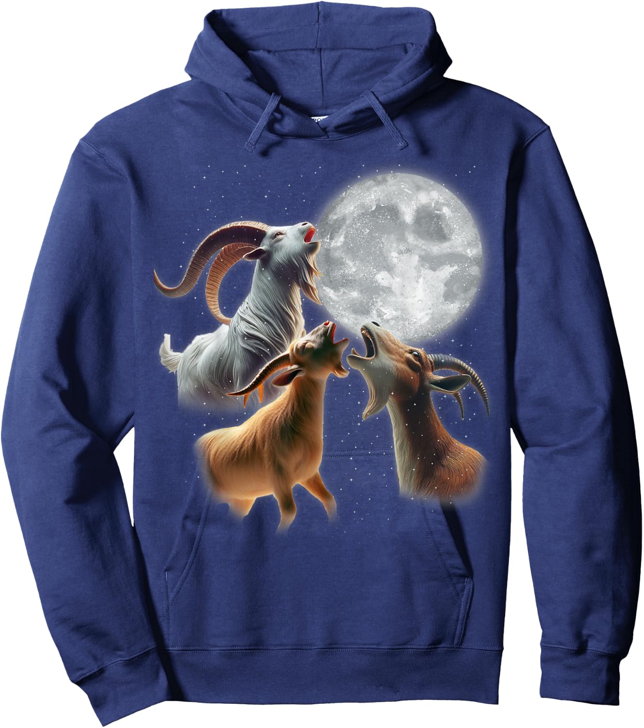 3 Goats Howling At The Moon Funny Goat Farm Animal Farmer Hoodie - Hoodie | Navy