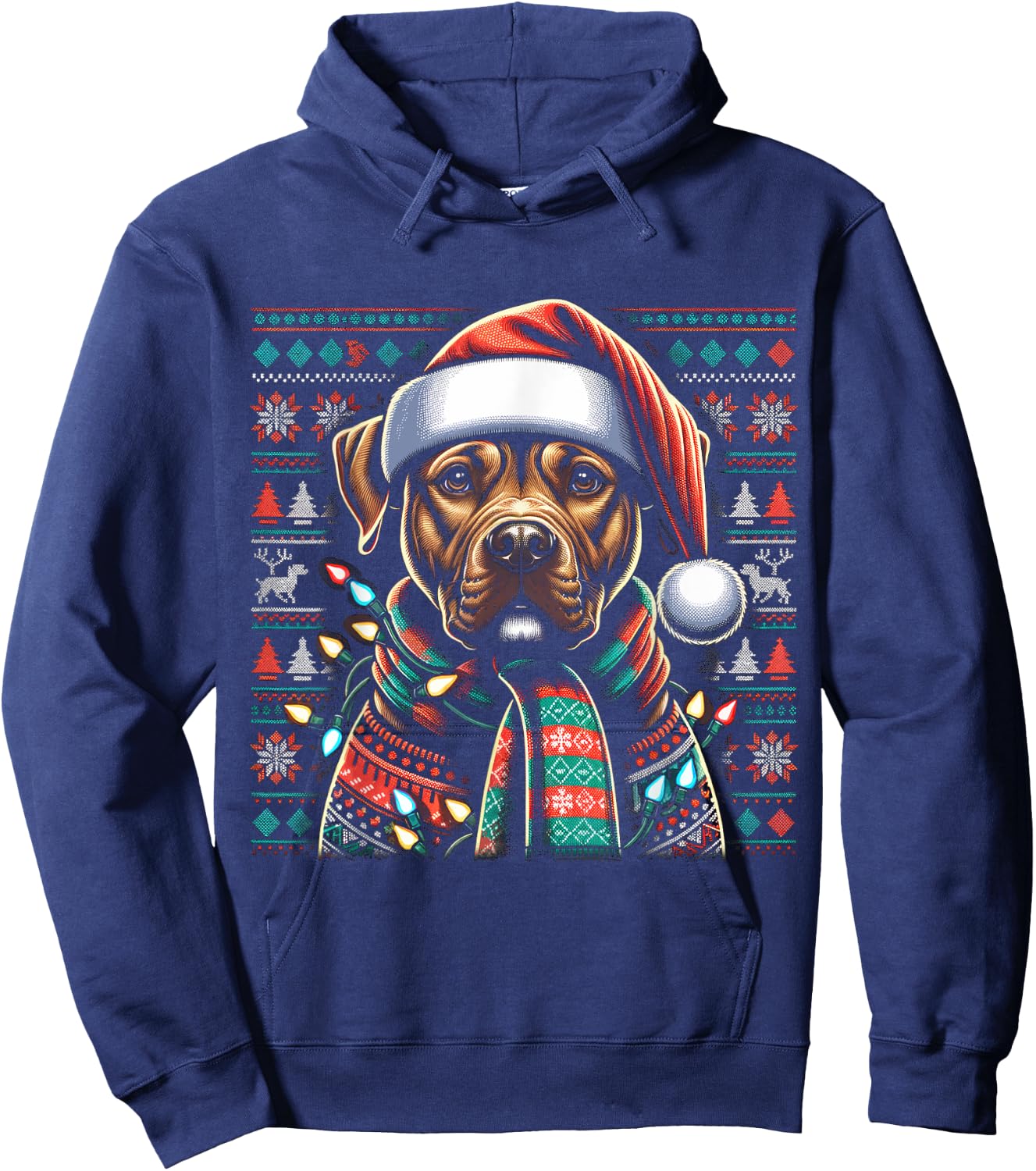 Christmas Pit bull Xmas Pit Bull Mom Dog Lover Santa Hoodie - Hoodie | Navy