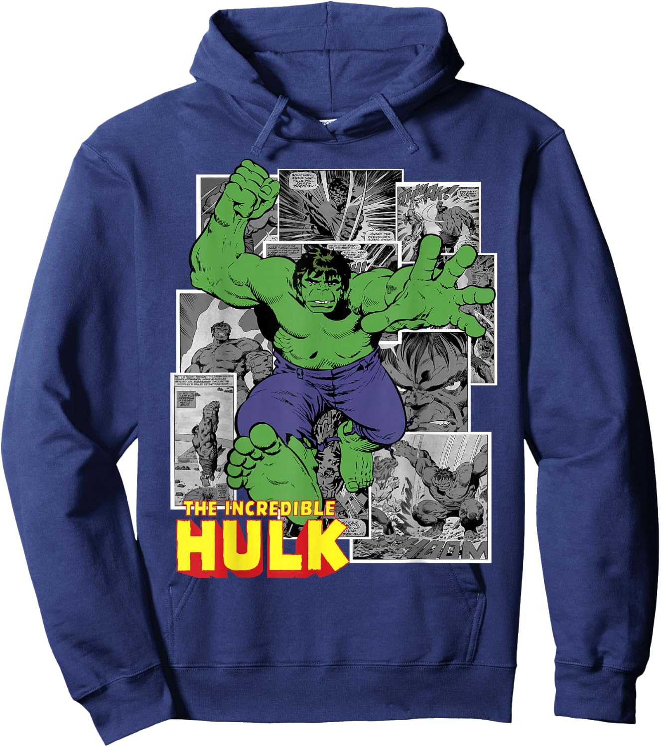 Marvel Avengers The Incredible Hulk Comic Panel Portrait Small Hoodie - Hoodie | Navy