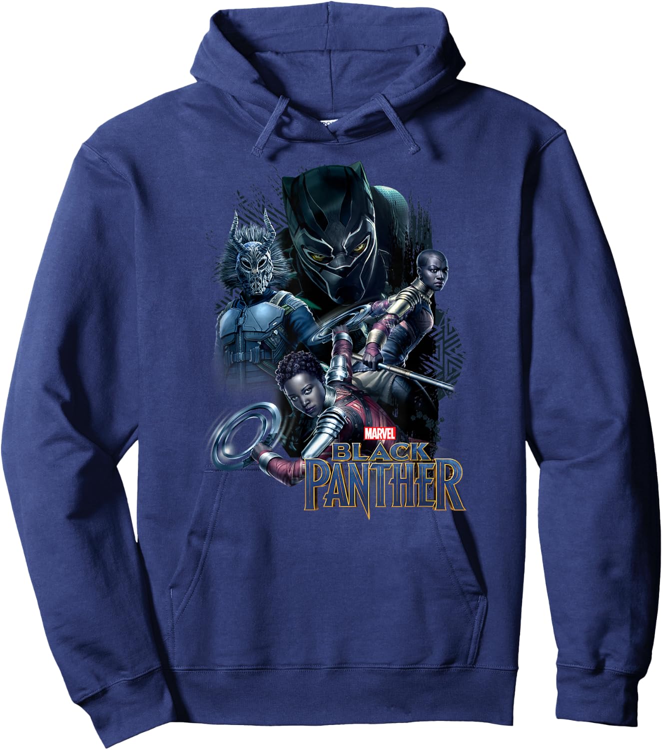 Marvel Black Panther Movie Warrior Poses Graphic Hoodie - Hoodie | Navy