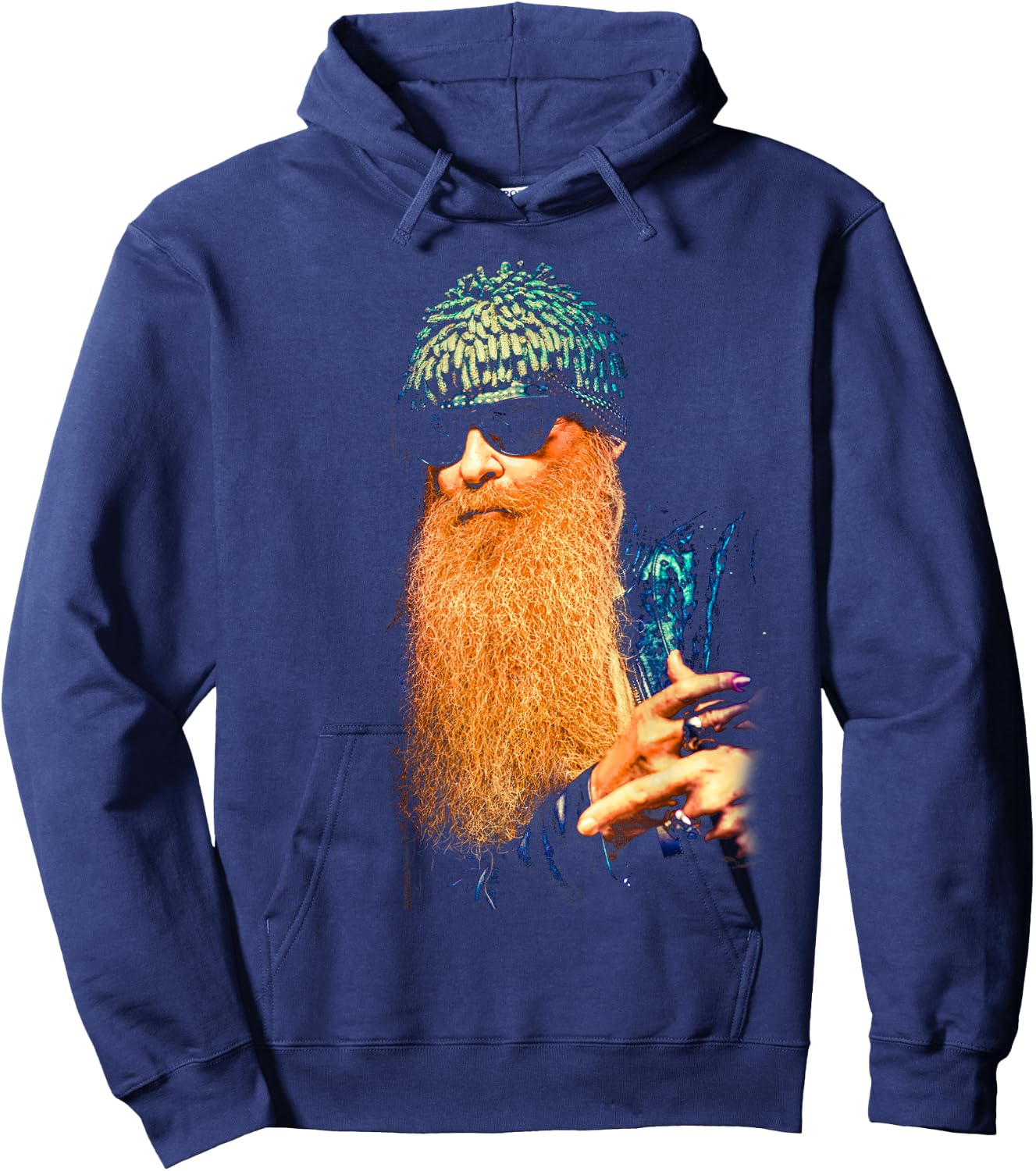 ZZ Top Portrait Official Billy F Gibbons Hoodie - Hoodie | Navy