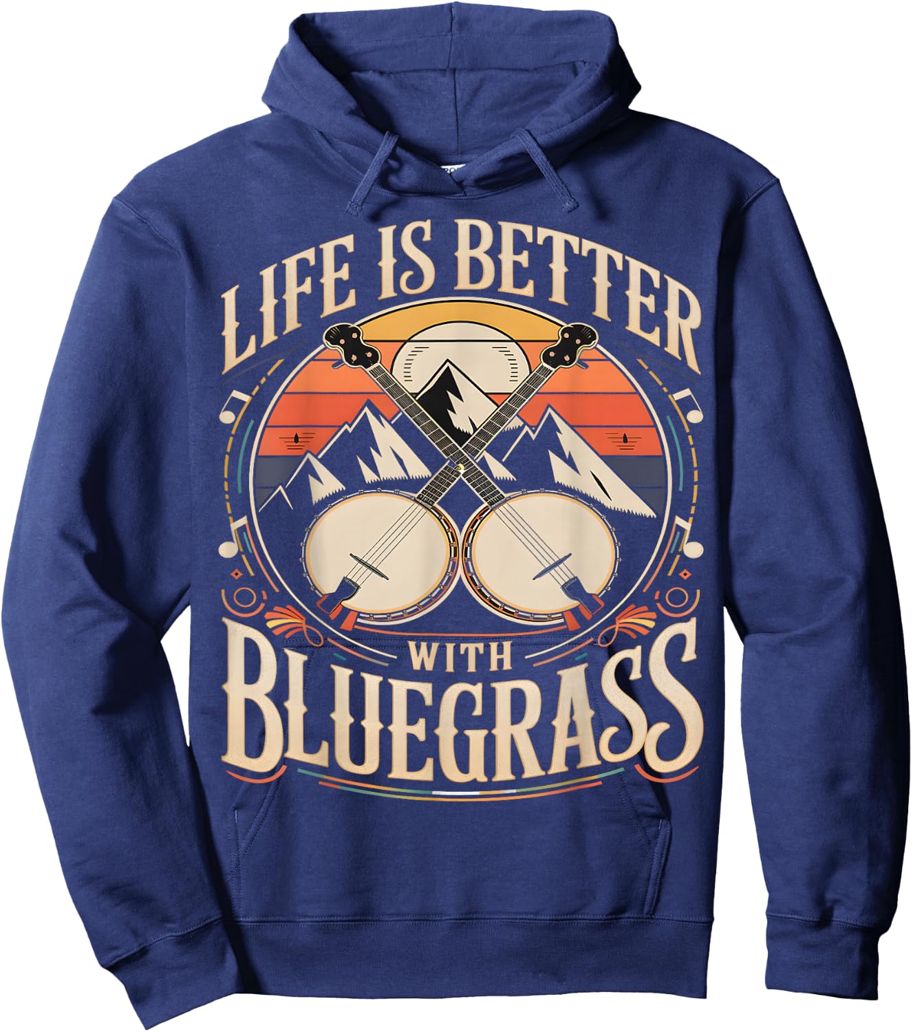 Life is Better With Bluegrass Banjo Hoodie - Hoodie | Navy