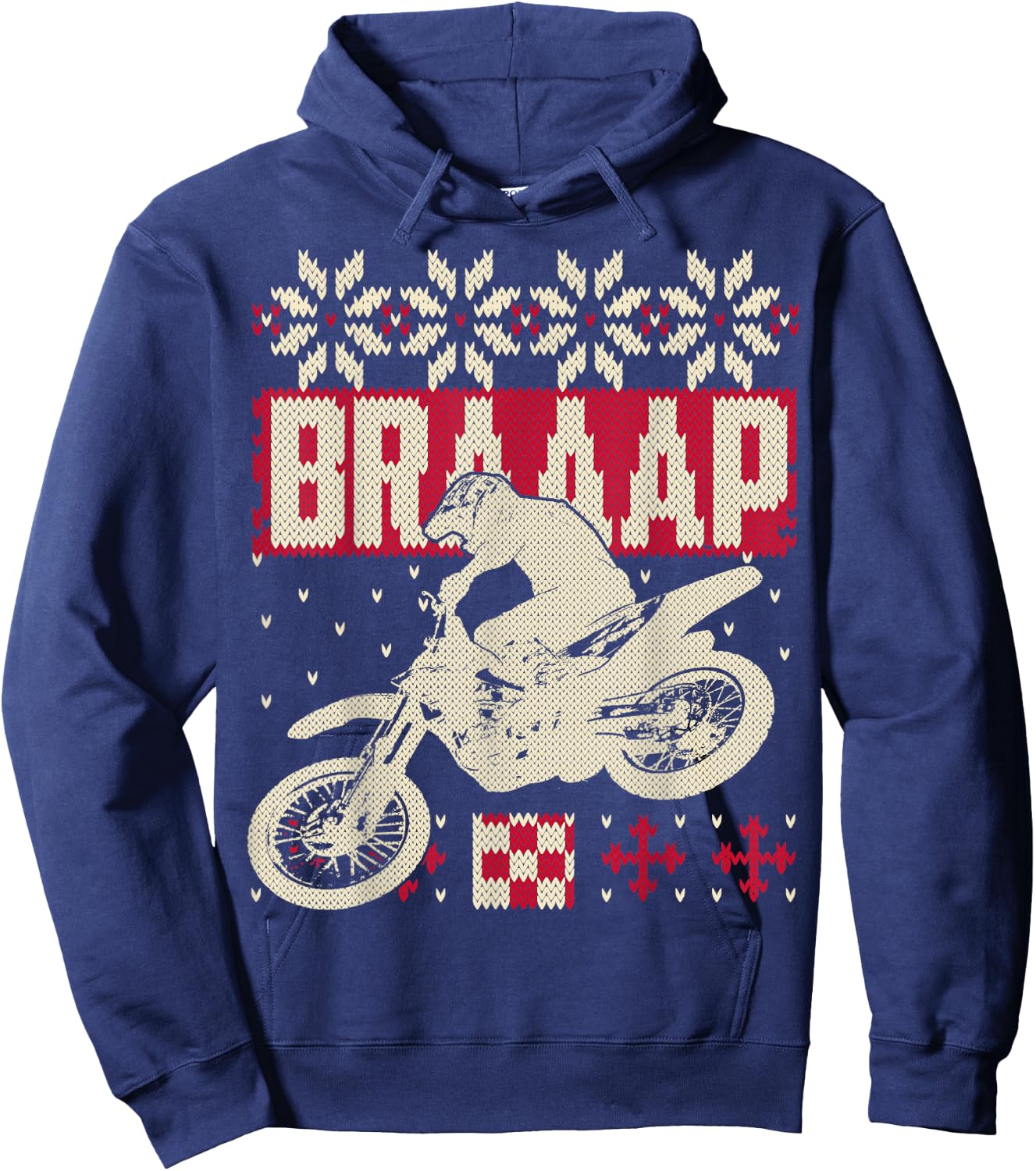 Brap Braaap Ugly Motocross Christmas Sweater Style Shirt Hoodie - Hoodie | Navy
