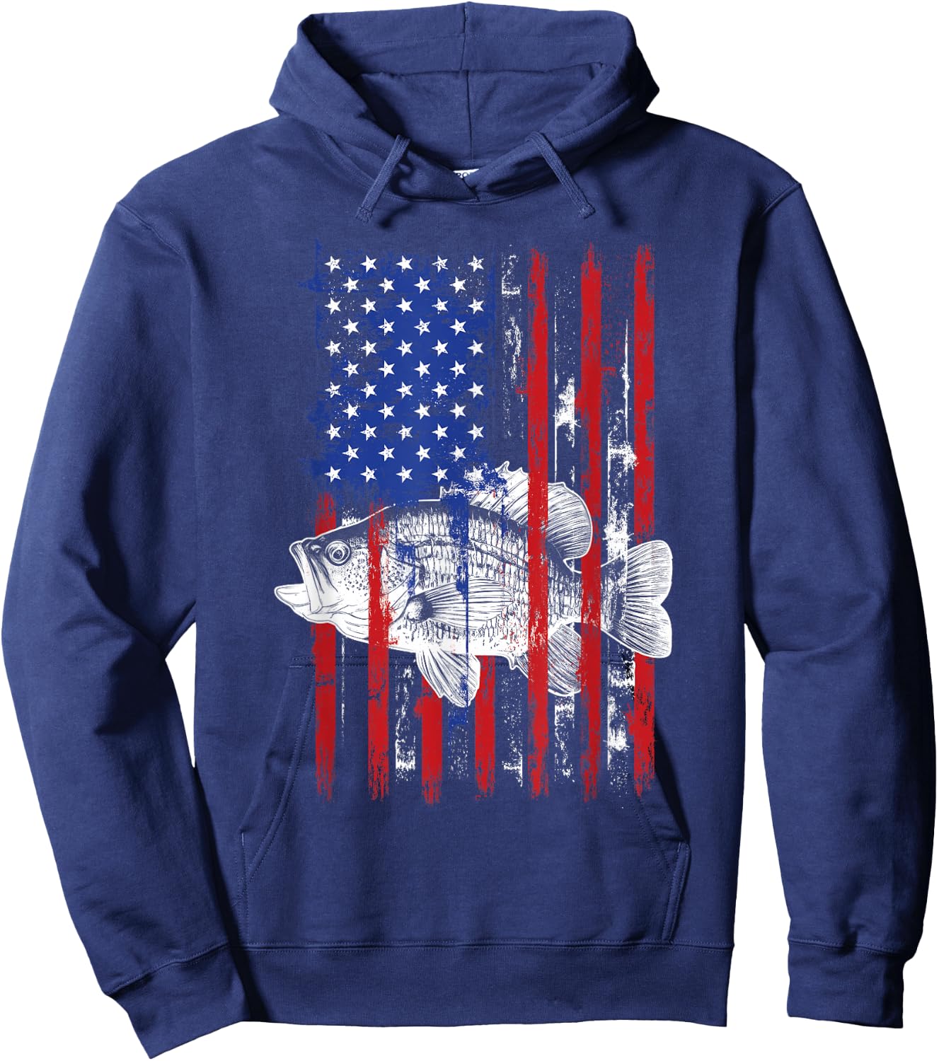 Crappie American Flag Fishing Flag Patriotic Fish Catcher Hoodie - Hoodie | Navy