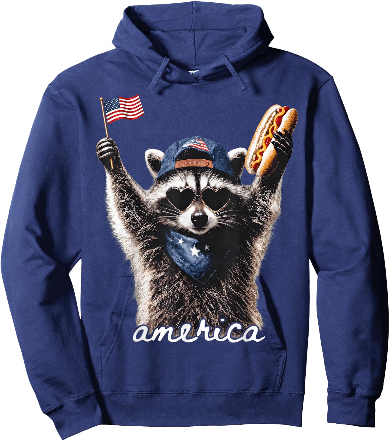 America Meme Raccoon Hot Dog 250 Years 1776 2026 4th of July Hoodie - Hoodie | Navy