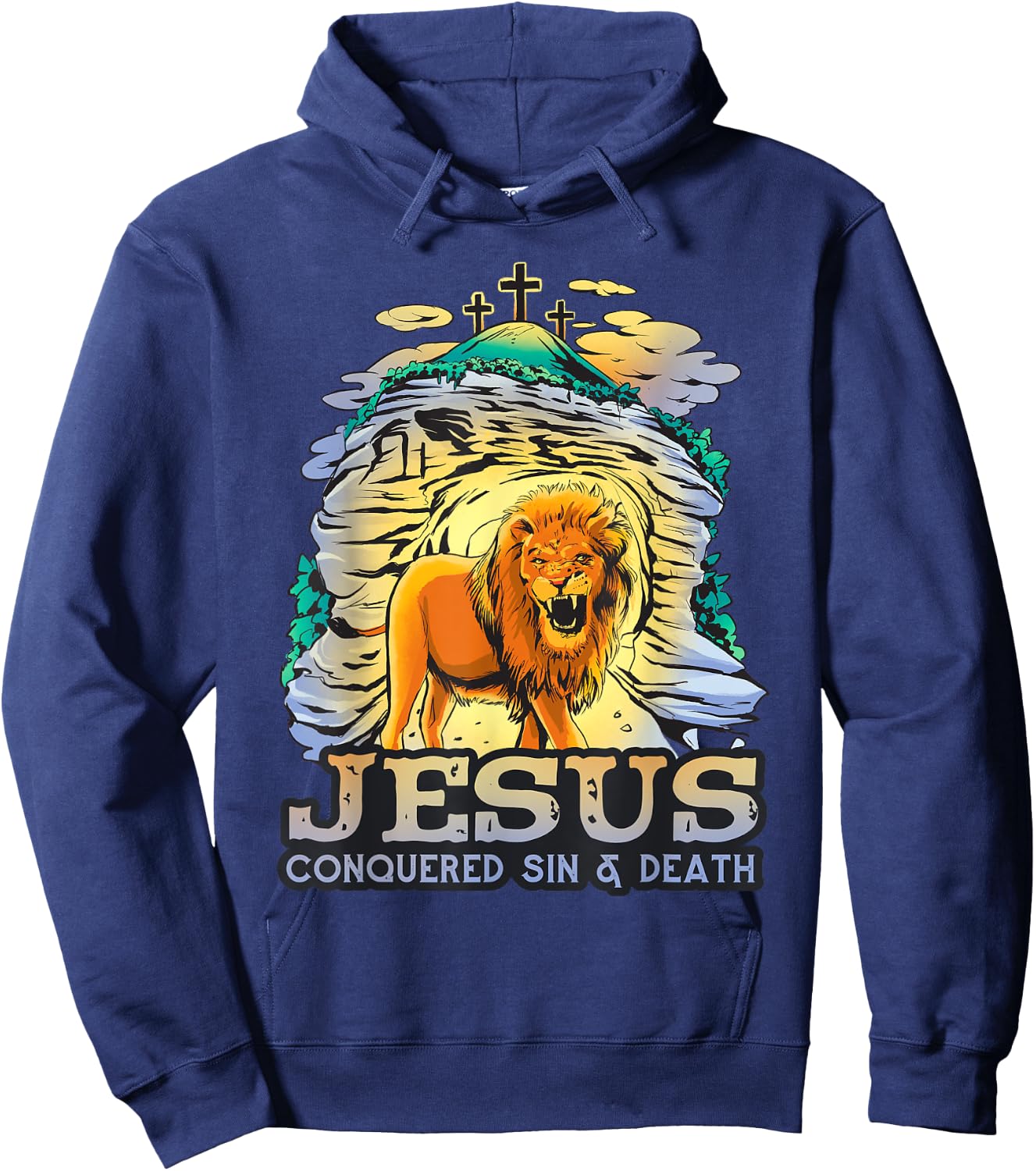 Jesus Conquered Sin and Death Powerful Symbolism of Victory Hoodie - Hoodie | Navy