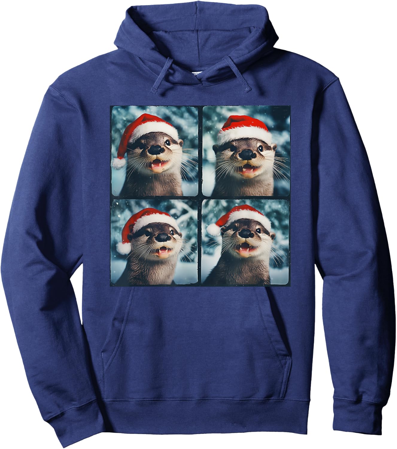 Winter Otter Wearing Santa Hat Christmas Sea Otter Lover Hoodie - Hoodie | Navy