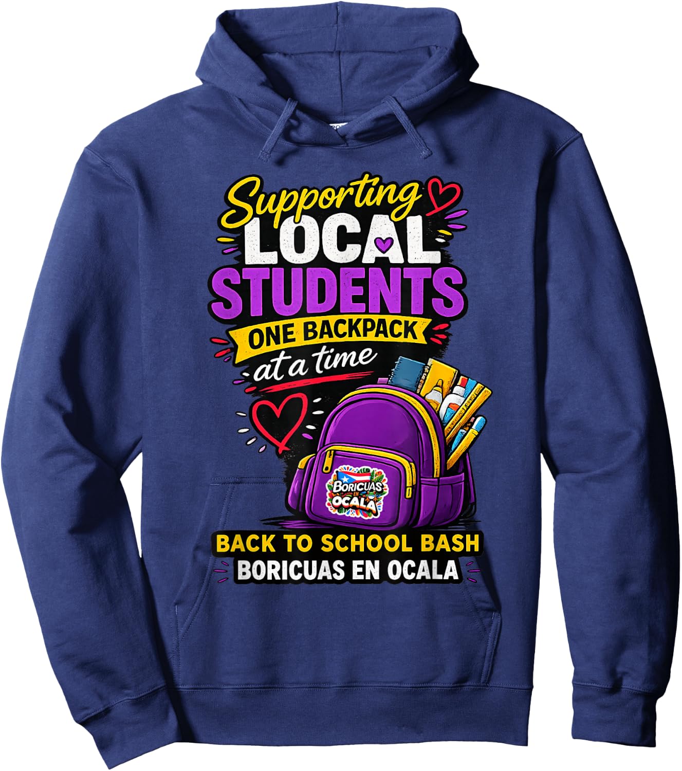 Supporting Local Students One Book Bag At A Time Hoodie - Hoodie | Navy