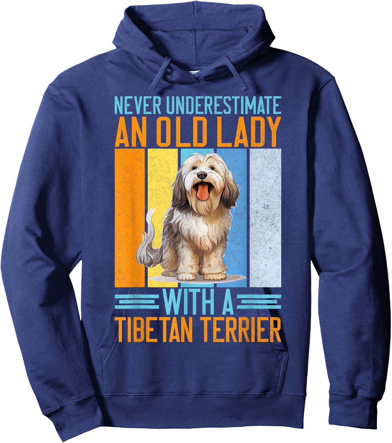 Never underestimate an old Lady with a Tibetan Terrier Hoodie - Hoodie | Navy