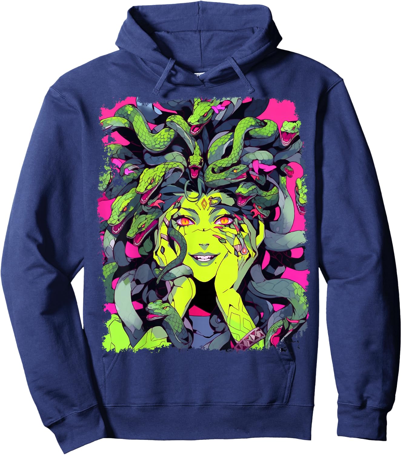 Feminine Greek Mythology Goddess Sexy Medusa Snakes Hair Hoodie - Hoodie | Navy
