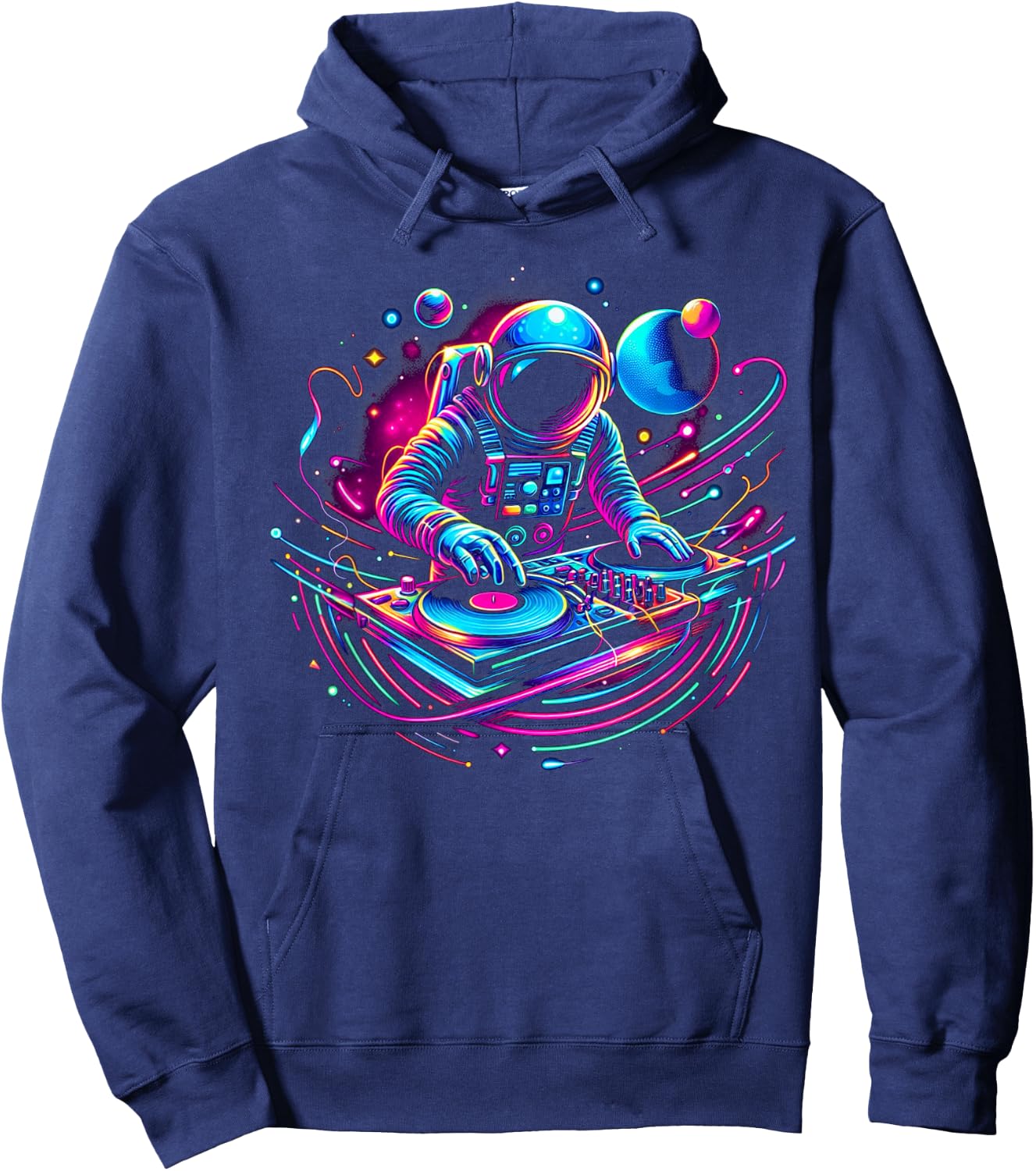 Astronaut DJ, DJing in Space, Music Lover cool Graphic Hoodie - Hoodie | Navy
