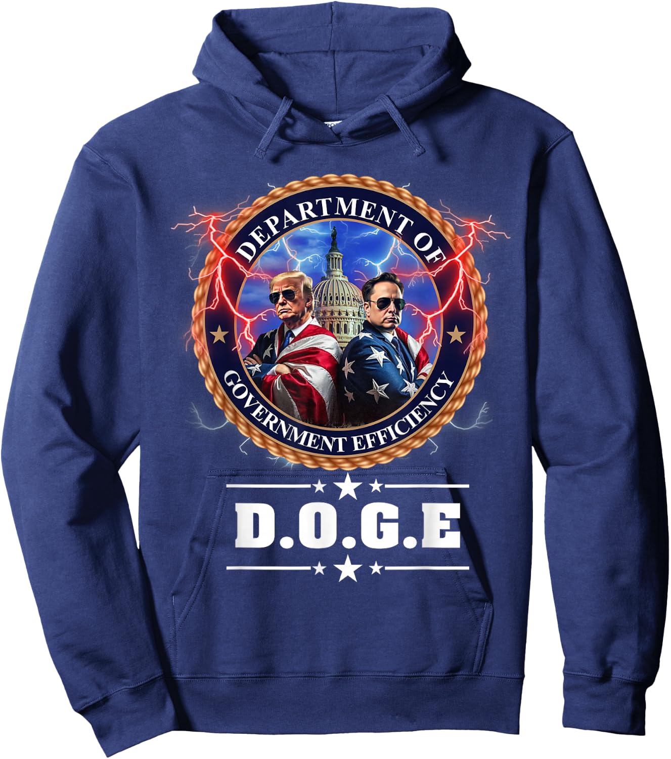DOGE Department of Government Efficiency Trump 47th Elon , Black, S Hoodie - Hoodie | Navy