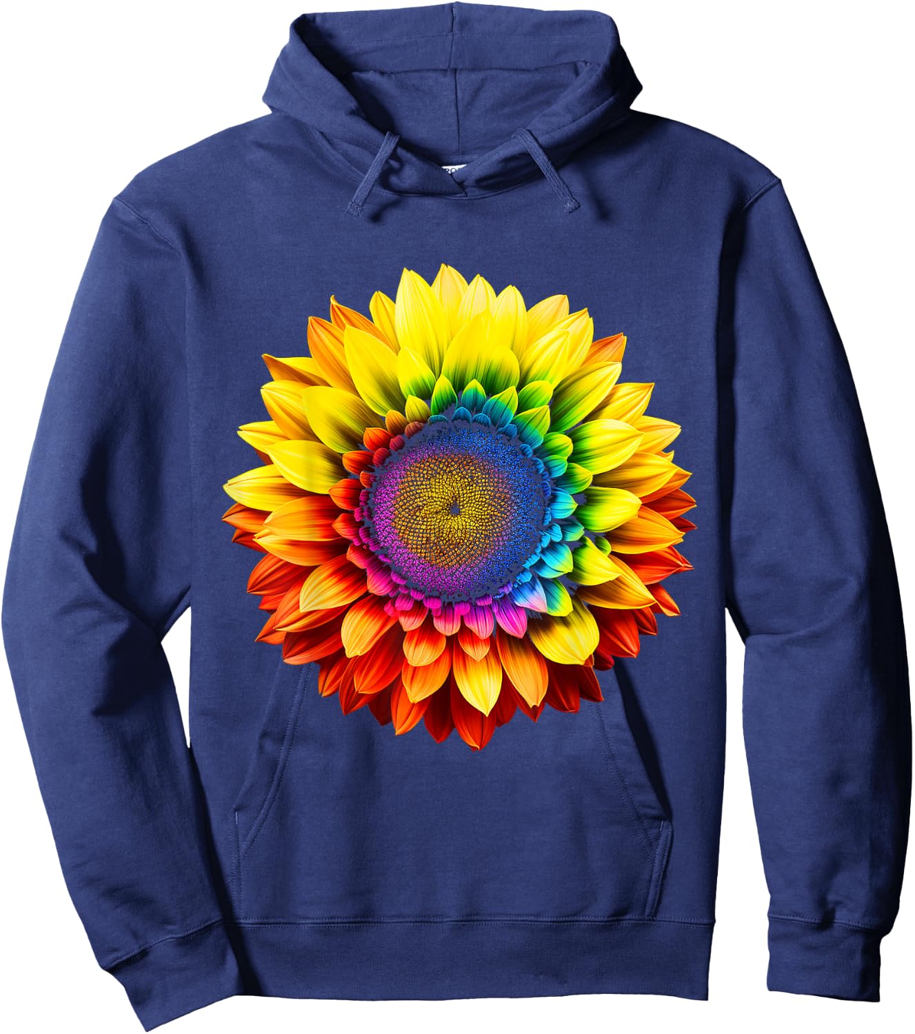 Flower Colourful Rainbow Art Graphic Motif Flower , black Hoodie - Hoodie | Navy
