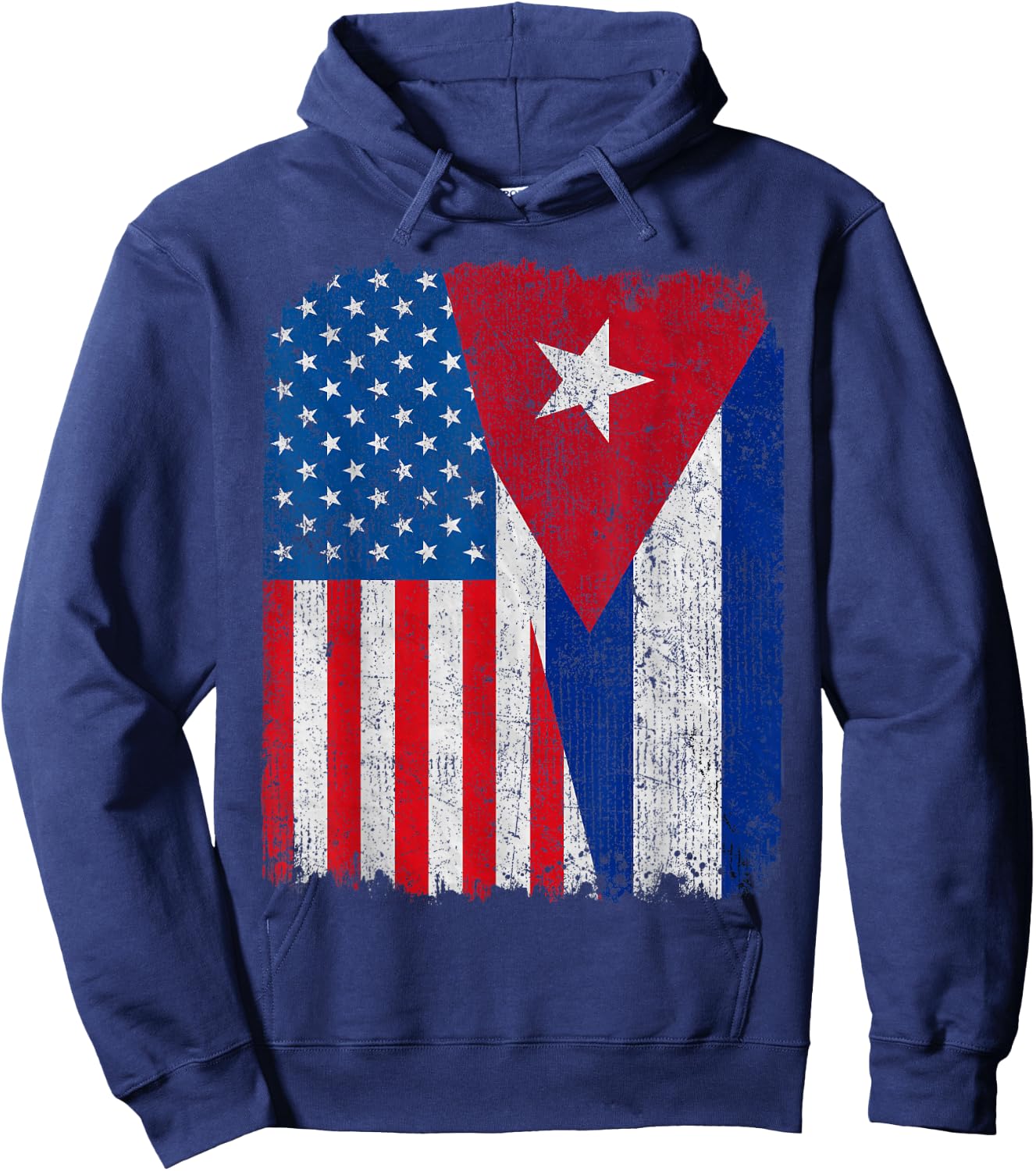 Cuban American Flag Half USA Cuba Root Proud Hoodie - Hoodie | Navy