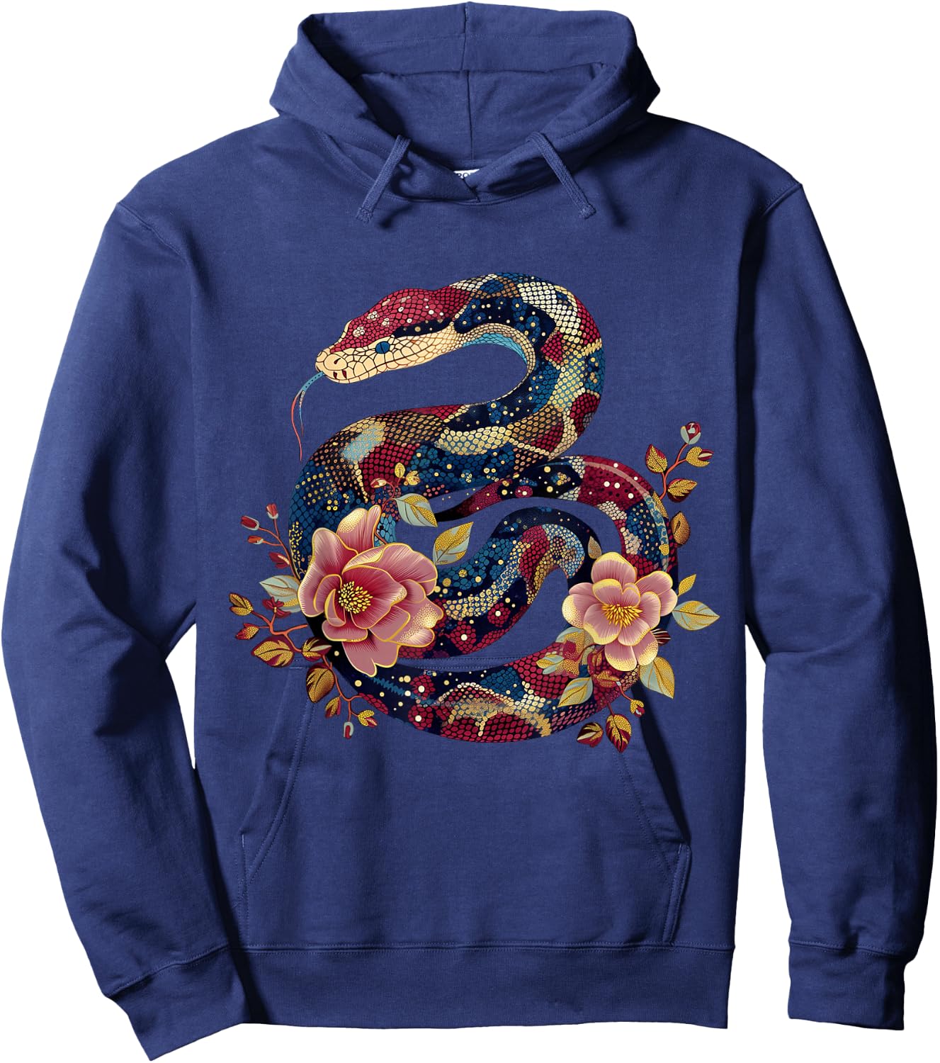 Python Snake Floral Ball Python Tattoo Flowers Snake Lover Hoodie - Hoodie | Navy