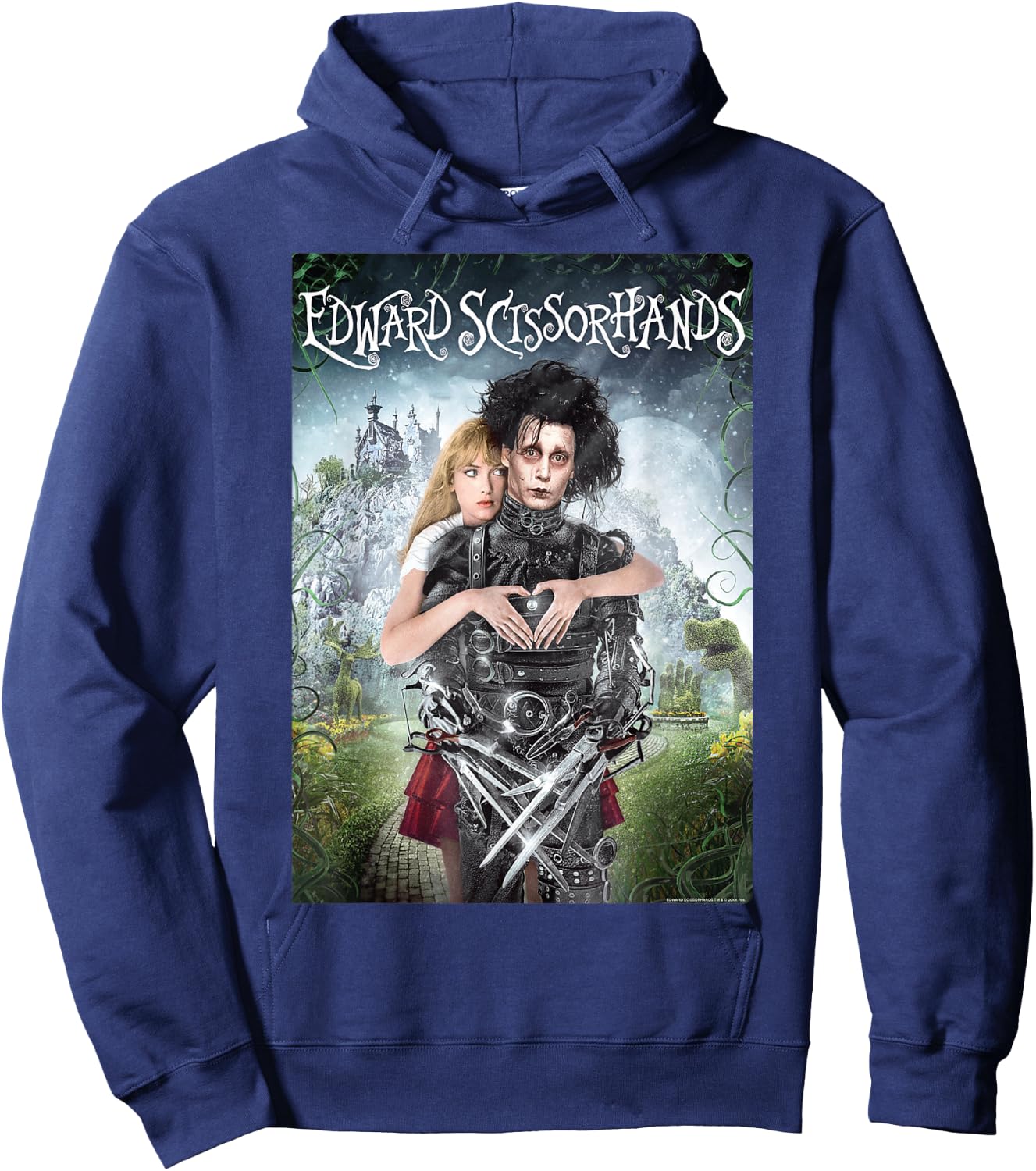 Edward Scissorhands Anniversary Movie Art Kim and Edward , Black, S Hoodie - Hoodie | Navy