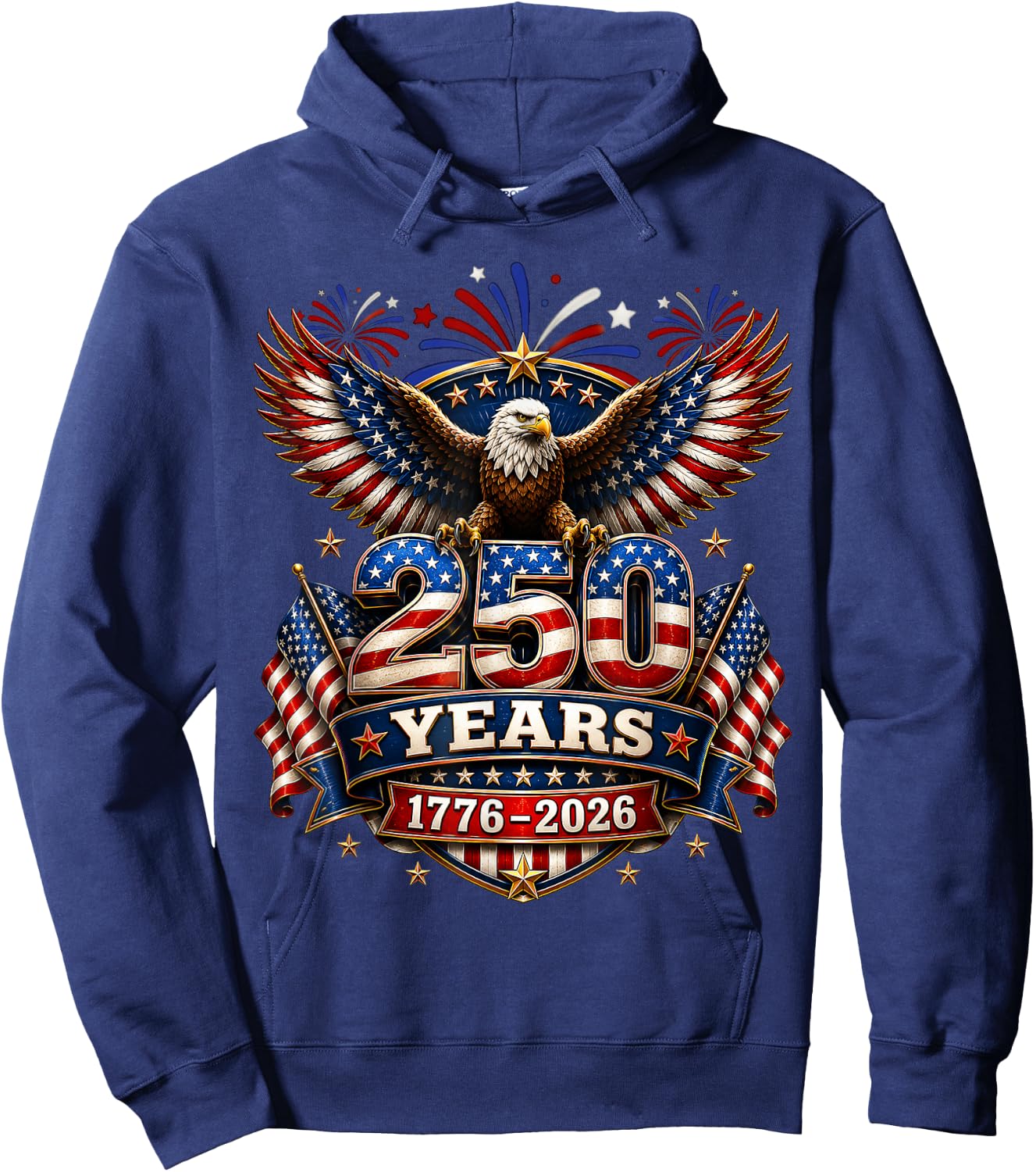250 Years American 250th Anniversary 4th of July 1776-2026 Hoodie - Hoodie | Navy