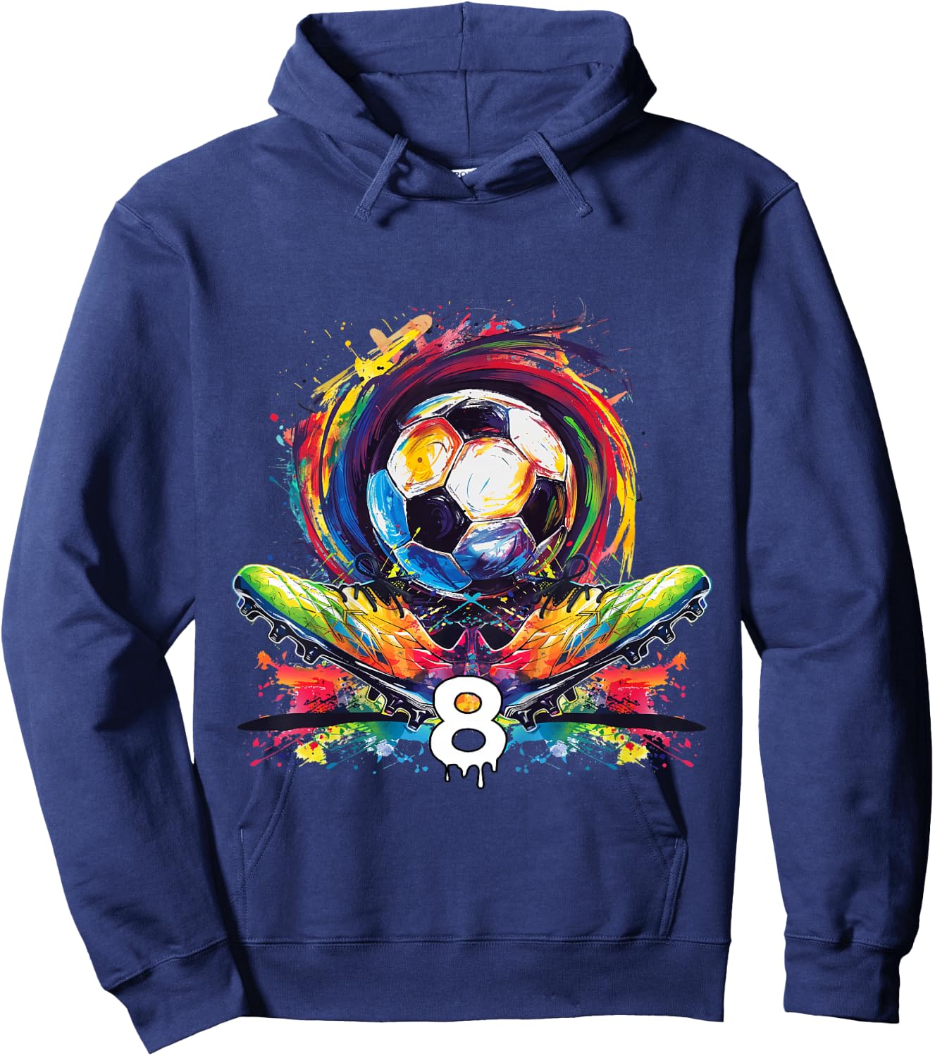Children's 8th Birthday Boy 8 Years Football Gift , black Hoodie - Hoodie | Navy