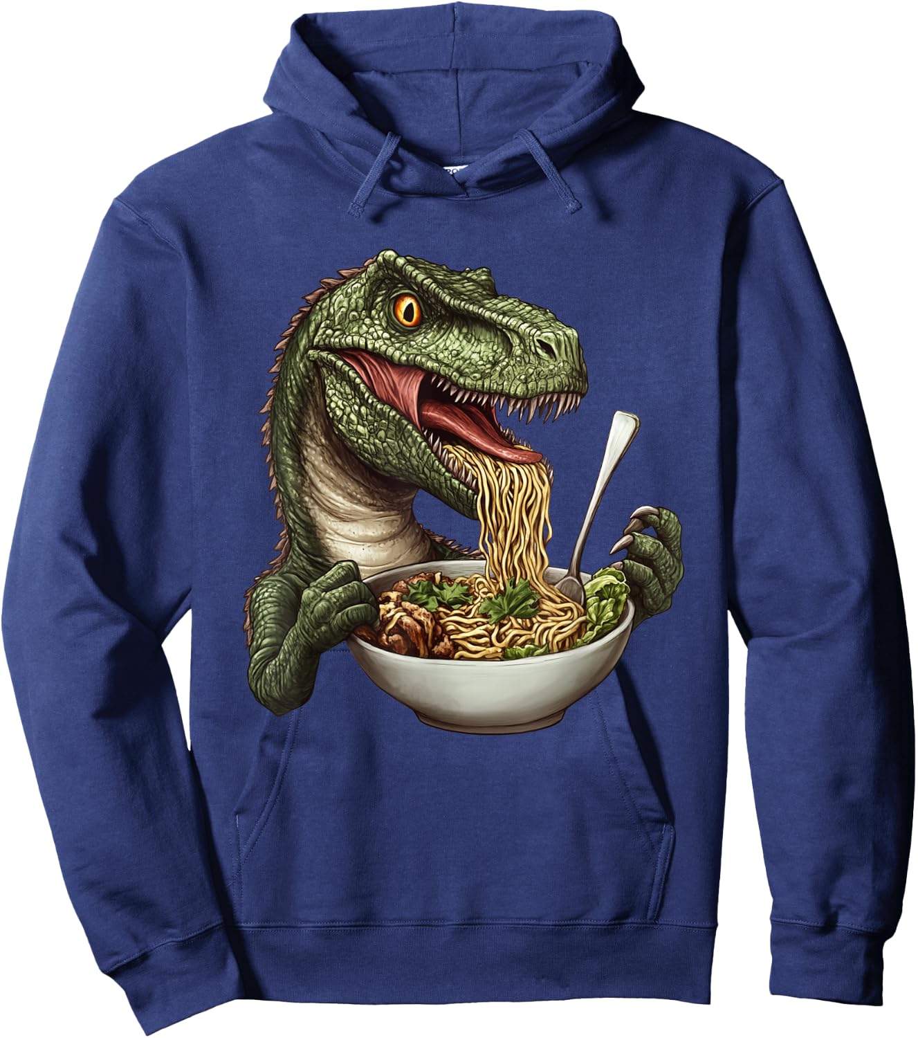 Microceratus Eating Ramen Funny Dinosaur Hoodie - Hoodie | Navy