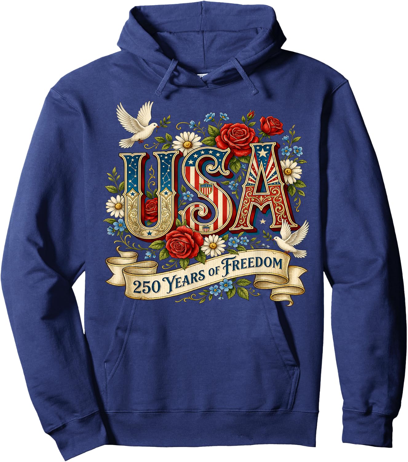 USA America 1776-2026 250 Years Freedom Happy 4th of July Hoodie - Hoodie | Navy