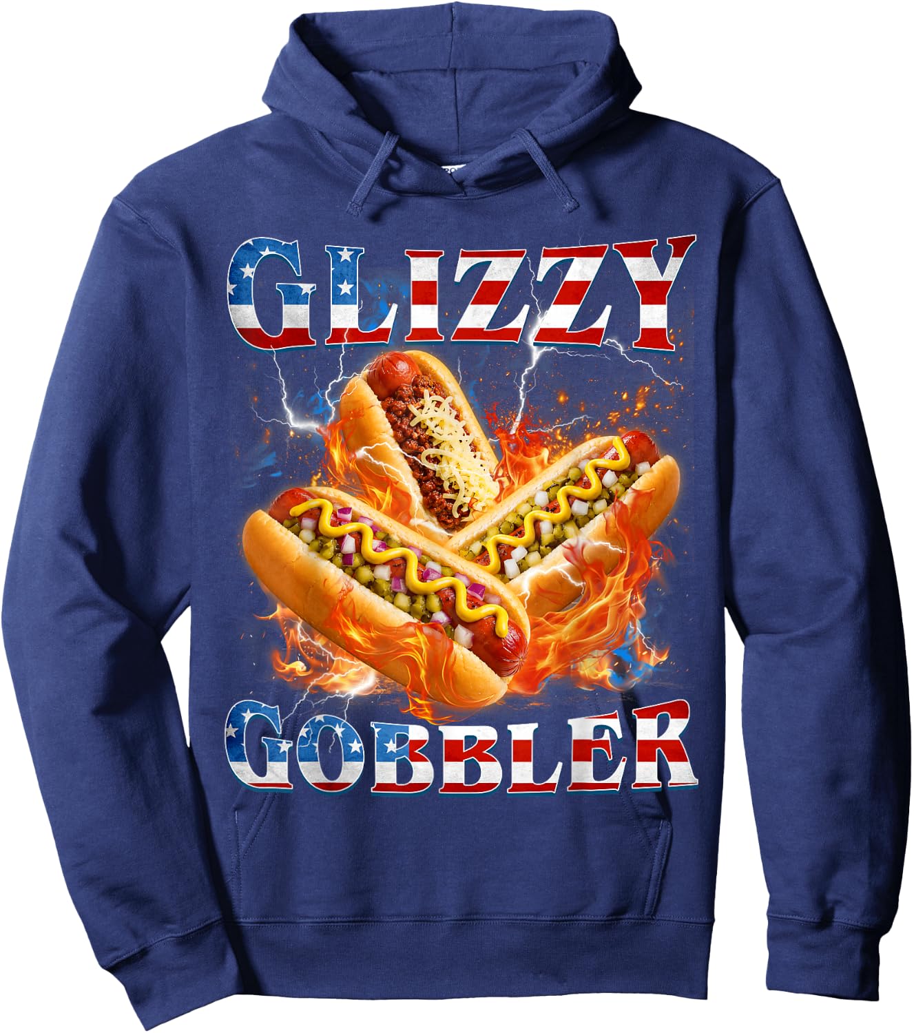 Funny Glizzy Gobbler Meme Hilarious Hotdog Glizzy Lovers Hoodie - Hoodie | Navy