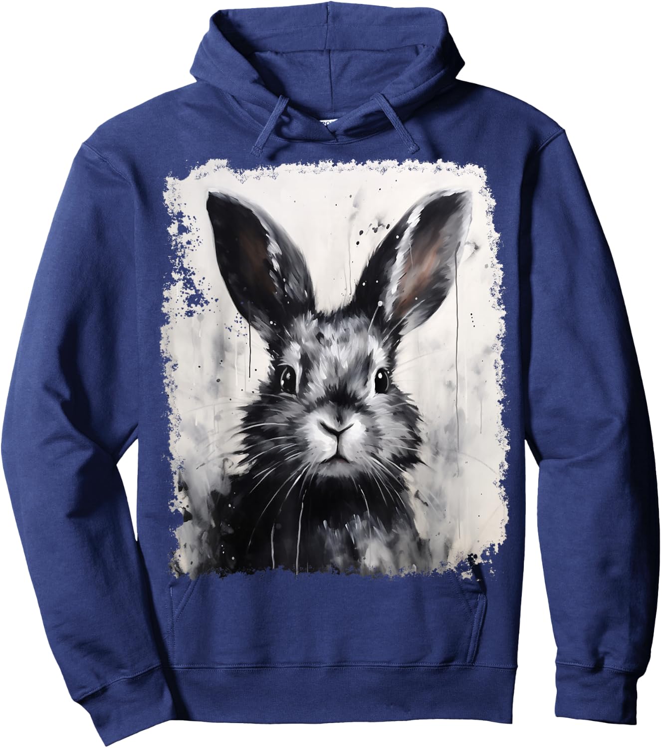 Pop Art Colorful Bunny Rabbit Black Hoodie - Hoodie | Navy