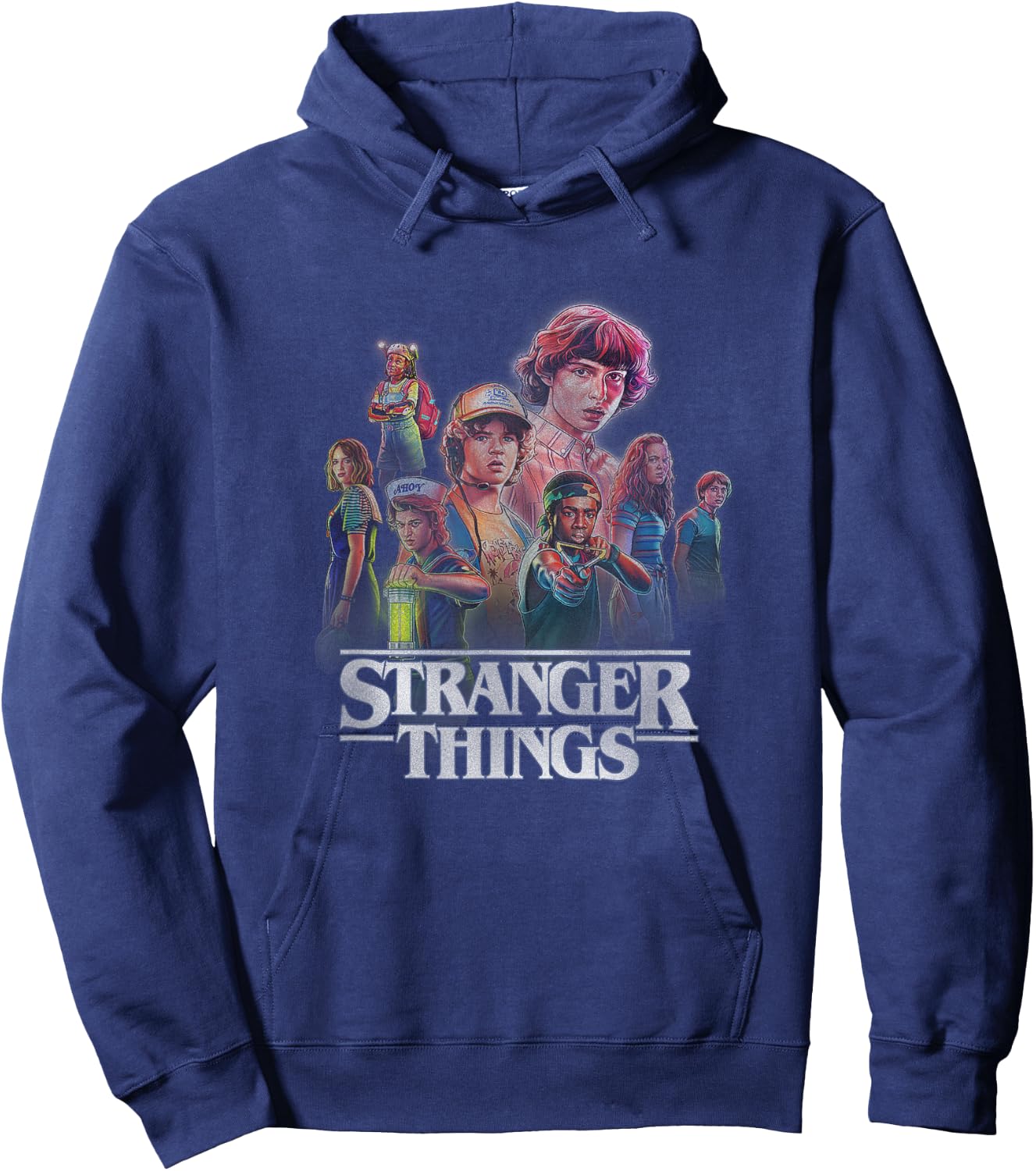 Stranger Things Retro Vintage Hawkins Glow Up Group Shot Hoodie - Hoodie | Navy