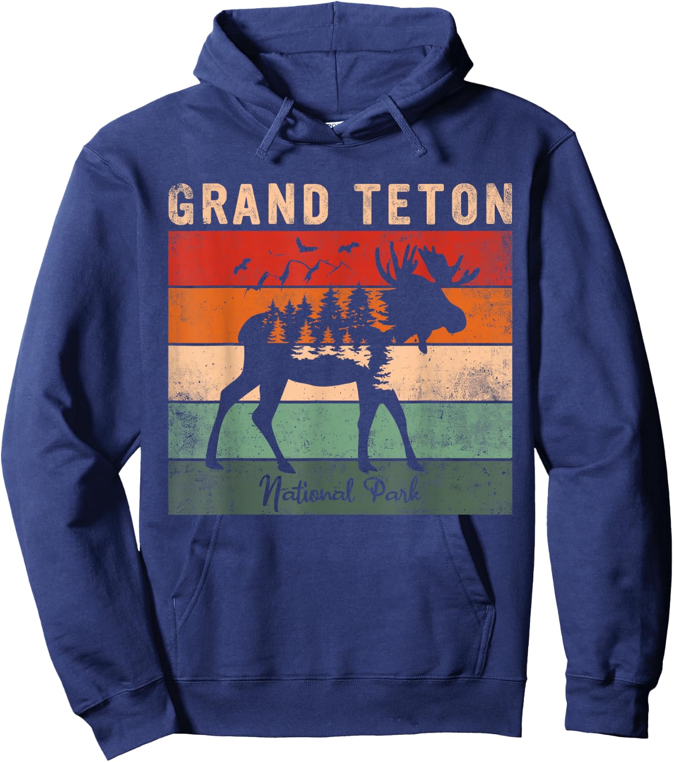 Vintage Grand Teton National Park for kids Hiking Camping Hoodie - Hoodie | Navy