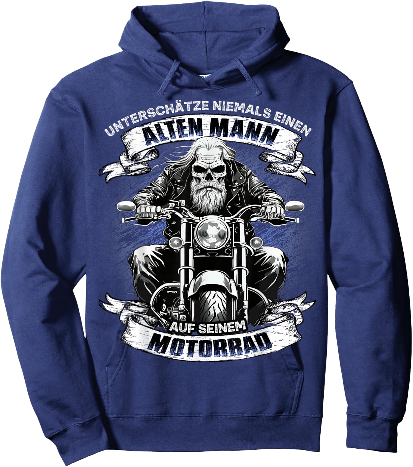 Unterschätze niemals einen alten Mann auf seinem Motorrad Hoodie - Hoodie | Navy